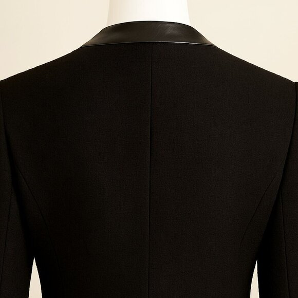 Milly | Nubby Wool & Leather Tuxedo Blazer Size 6 | EUC - Picture 9 of 11